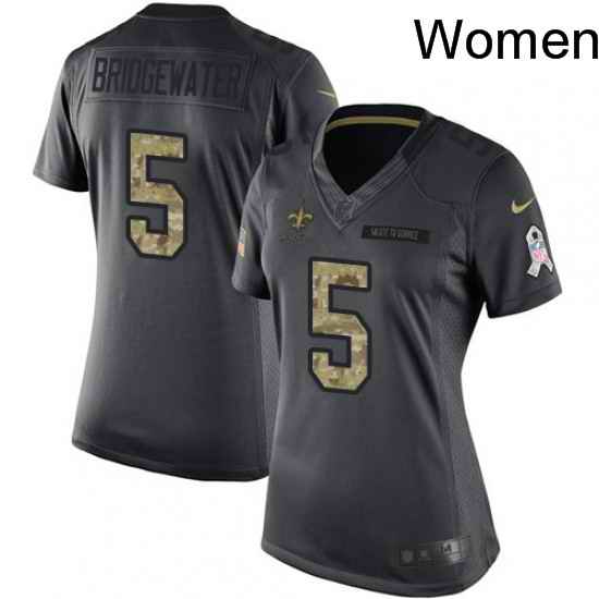 Womens Nike New Orleans Saints 5 Teddy Bridgewater Limited Black 2016 Salute to Service NFL Jersey